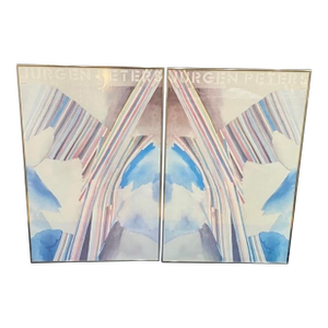 1980s 2 Jurgen Peters Framed Geometric Prints 1985 Editions Limited Lithographs