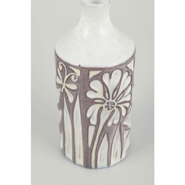 Vintage Stoneware Vase with Stylised Botanical Motifs by Mari Simmulson for Upsala Ekeby, 1960s For Sale - Image 3 of 5