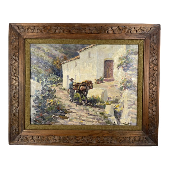 Man With Burro, Spain, Juan Rodriguez-Cabas, Oil on Canvas For Sale