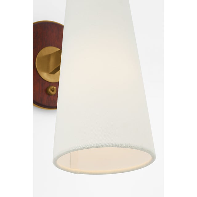 2020s AERIN for Visual Comfort Signature Olina 10" Sconce in Hand-Rubbed Antique Brass and Mahogany with Linen Shade For Sale - Image 5 of 7