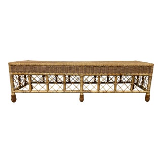 Early 20th Century Antique Wicker Bench For Sale