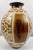 Ceramic Studio Pottery Brown & Off White Vase W Tribal-Inspired Geometric Motifs Signed For Sale - Image 7 of 13