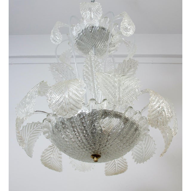 Art Deco Ninfea Murano Glass Chandelier attributed to Barovier Italy, 1940 For Sale - Image 6 of 12