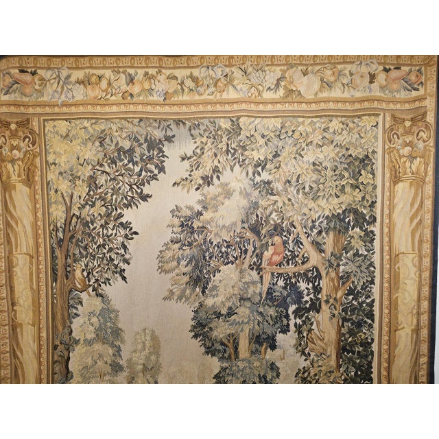 Vintage French Aubusson Tapestry, Hand-Woven Wool, Forest Scene, 72" X 96" For Sale - Image 10 of 18