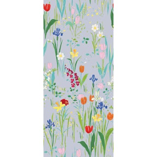 Large Scale, Guermantes Wallpaper by Paule Marrot in Periwinkle Grey For Sale