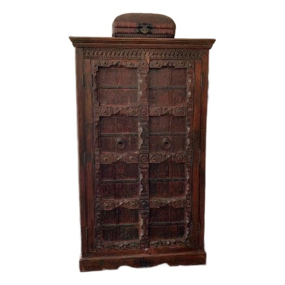 Early 20th Large Indonesian Hand-Carved Teak Armoire Wardrobe For Sale