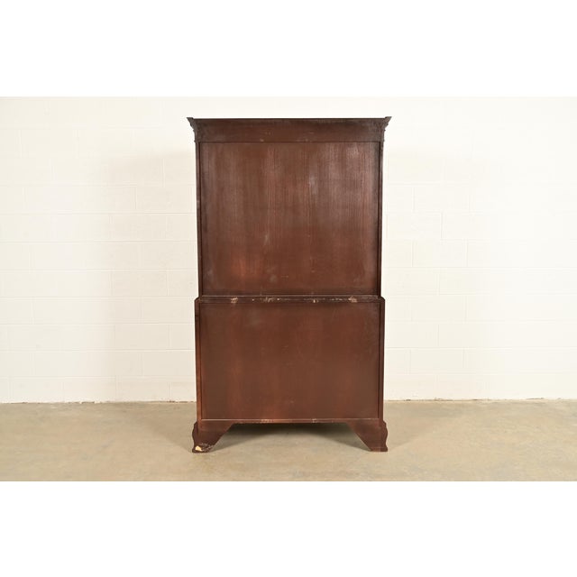 Baker Furniture Historic Charleston Chippendale Carved Mahogany and Burl Wood Eleven-Drawer Highboy Dresser For Sale - Image 13 of 14