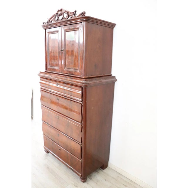 Antique Mahogany Tall Chest of Drawers, 1850s For Sale - Image 3 of 16