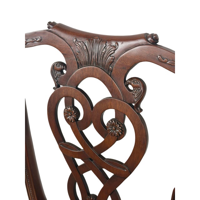 Brown Vintage Maitland-Smith Chippendale Carved Armchair With Ball-and-Claw Feet For Sale - Image 8 of 12
