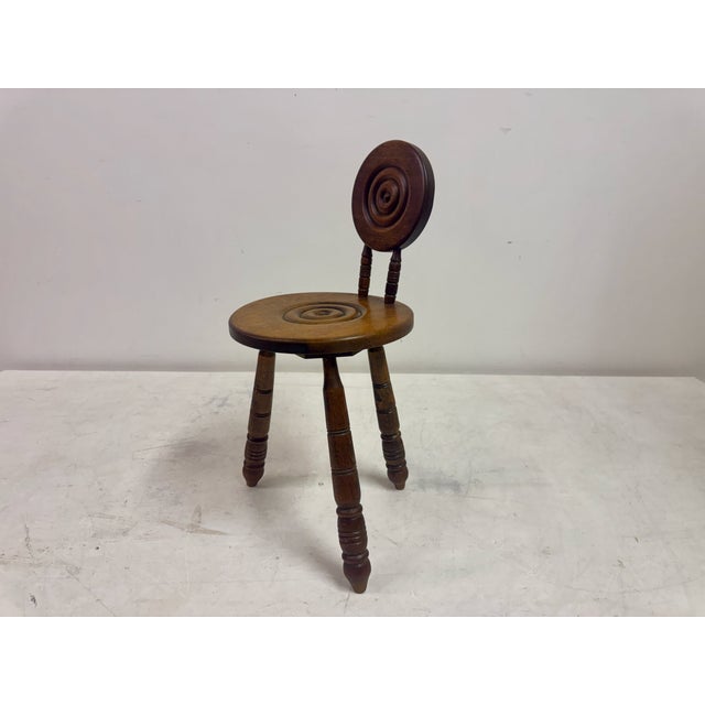 French Carved Oak Chair in the style of Charles Dudouyt, 1950s For Sale - Image 3 of 15