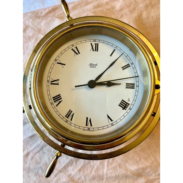 1990s Vintage Brass Hermle Ship’s Bell Clock, German Nautical Maritime