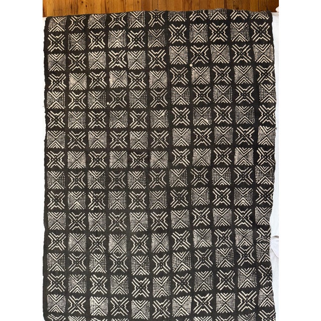 Vintage African Bogolan Mudcloth Handwoven Cotton Panel 64" X 43" For Sale - Image 9 of 10