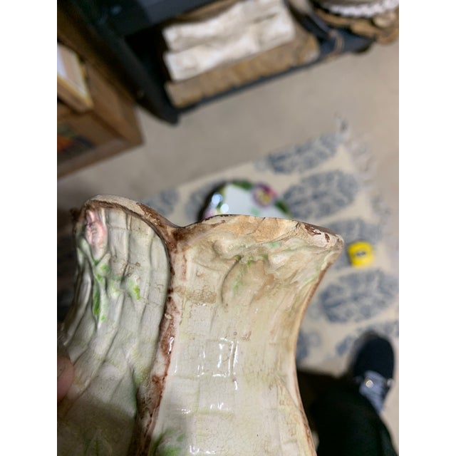 Antique Majolica Pitcher With Bird Motif For Sale - Image 9 of 11