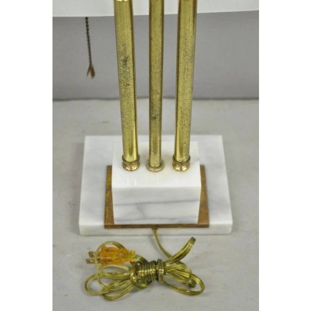 Vintage Mid Century Modern Art Deco Marble & Brass Bankers Desk Lamp W/ Shade For Sale - Image 10 of 12