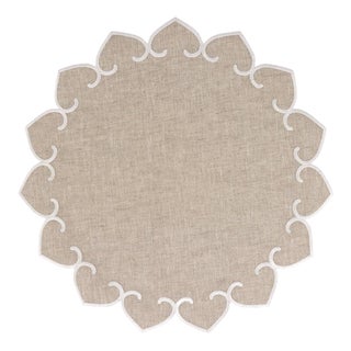 VIETRI Tessuti Natural Round Placemats with White Stitching - Set of 4 For Sale
