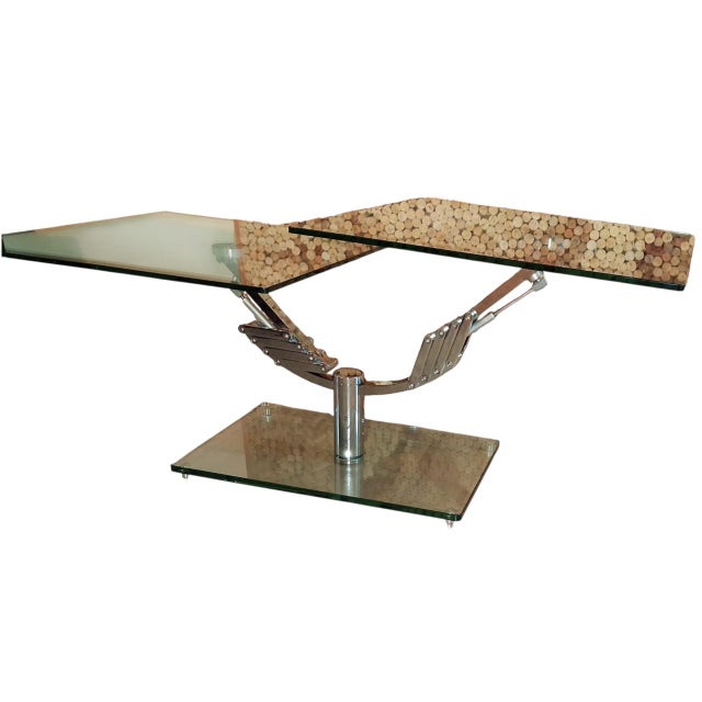 Experience Motion in Design With This Vintage Italian Mechanical Mod Glass Top Extending 2 Arm Cocktail Table For Sale - Image 9 of 12