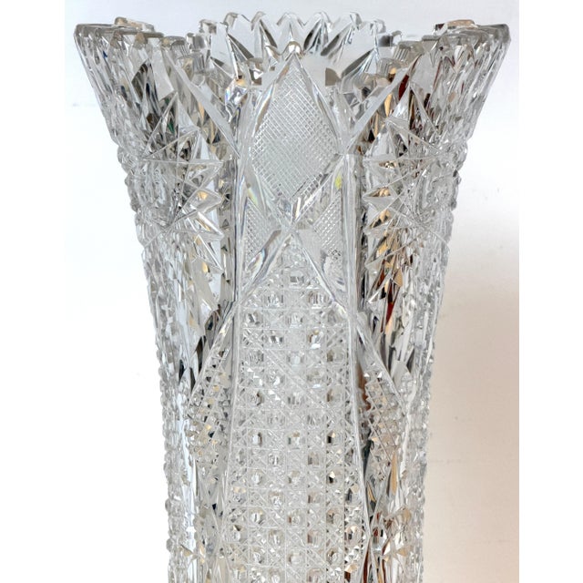 Monumental American Brilliant Period Exhibition Cut Glass Trumpet Vase, Hawkes For Sale - Image 12 of 18