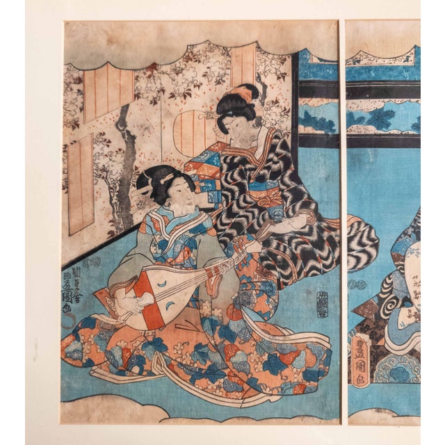 19th Century Japanese Ukiyo-E Woodblock Triptych Print by Utagawa Kunisada, Toyokuni III For Sale In New York - Image 6 of 15