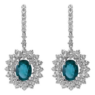 7.07ctt Oval Emerald & Diamond Drop Necklace 18-Karat White Gold, Pair For Sale
