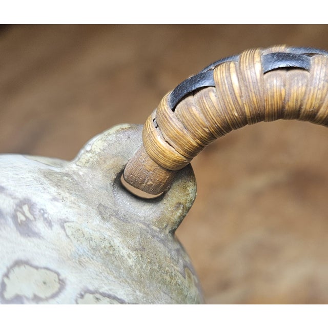 1940s Arne Bang Woven Gourd Shaped Rattan Handle Jug For Sale - Image 11 of 13