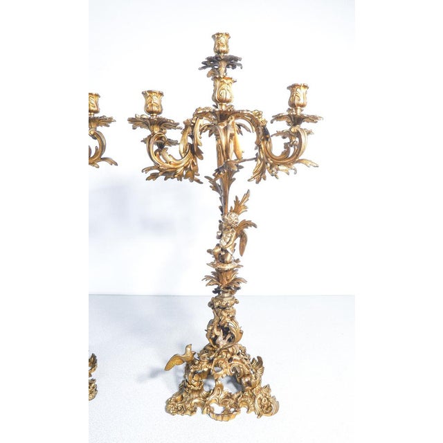 Napoleon III Gilded Bronze Candelabra, Set of 2 For Sale - Image 3 of 18
