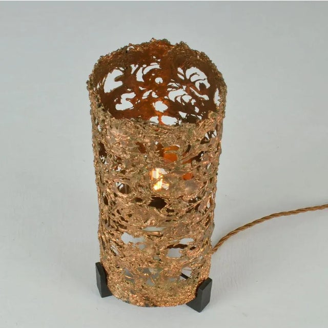Metal Relief Copper Table Lamp by Aimo Tukiainen Finland, 1970s For Sale - Image 7 of 9