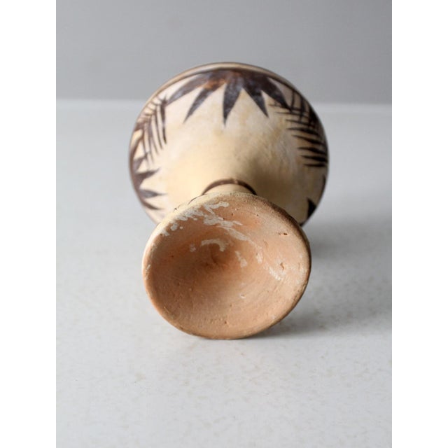 Tan Vintage Mexican Folk Art Pottery Goblet For Sale - Image 8 of 9