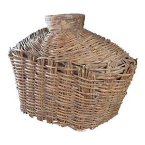 Early 20th Century Antique Chinese Woven Willow Oil Container Food Storage Basket Vessel Jar