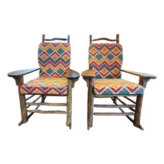 Vintage Classic American Rustic Log Rocking Chairs, a Pair For Sale