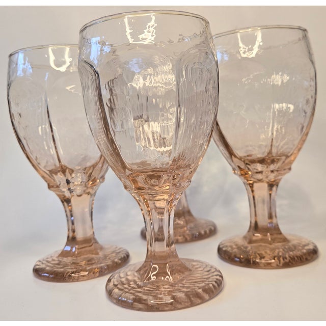 Contemporary Vintage Icy Pink Goblets- Set of Four For Sale - Image 3 of 9