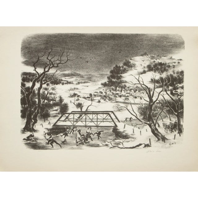 1939 After Doris Lee "Winter in the Catskills", First Edition Period Offset Lithograph For Sale