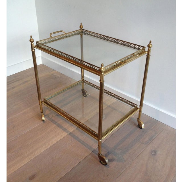 Neoclassical 1940s Neoclassical Style Brass Drinks Trolley with Removable Trays For Sale - Image 3 of 12