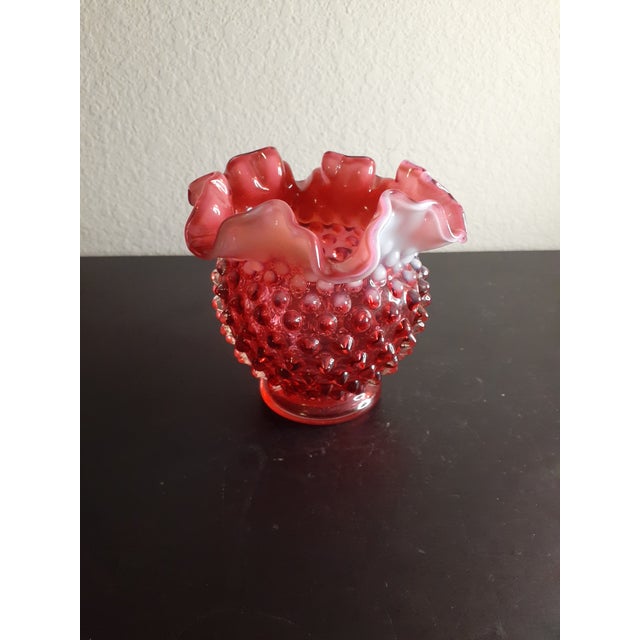 This is an EXQUISITE Fenton Cranberry Hobnail Opalescent Ruffled 5" Rose Bowl. Other Fenton Cranberry items sold...