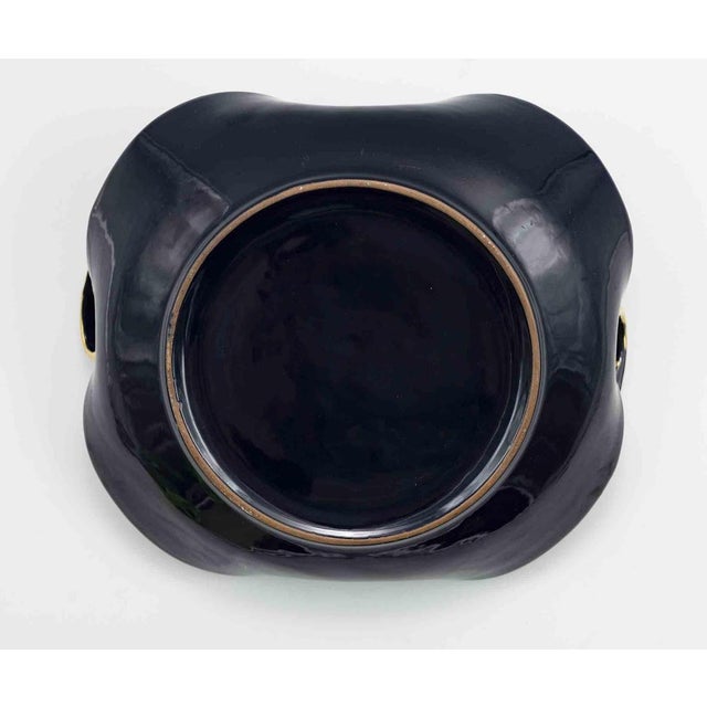 1930s Vintage Art Deco Gilded Tray in Cobalt Blue Ceramic, Italy, 1930s For Sale - Image 5 of 6