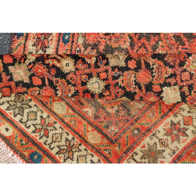 Antique Early 20th Century Persian Herati Design Malayer Runner 3'4 X 13'1 For Sale - Image 12 of 13