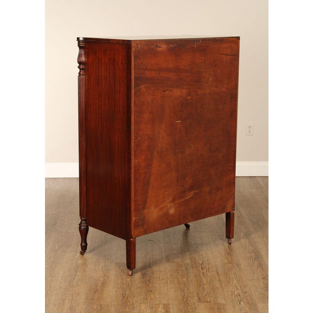 1940's Vintage Regency Style Mahogany Tall Chest For Sale - Image 14 of 18