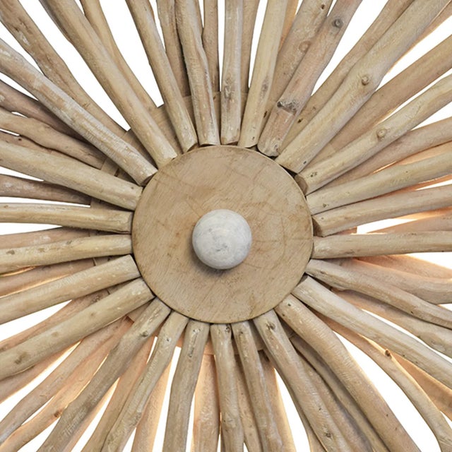 Wood Matthew Izzo Home - Rio Eucalyptus Wood Wall Sconce/Semi Flushmount Ceiling Light - Large For Sale - Image 7 of 8