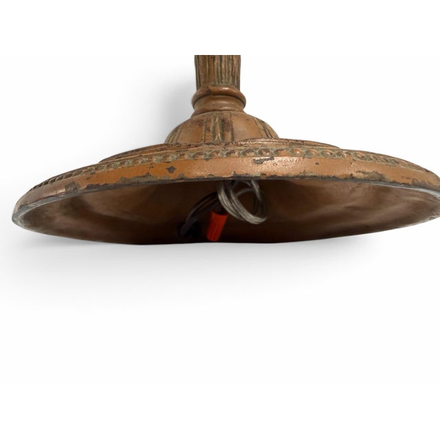 Bronze Early 20th Century Edward Miller & Co. Scenic Landscape Overlay Slag Glass Lamp For Sale - Image 8 of 10
