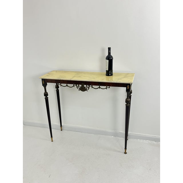 Italian Console Table in Brass and Bronze with Marble Top, 1950s For Sale - Image 6 of 18