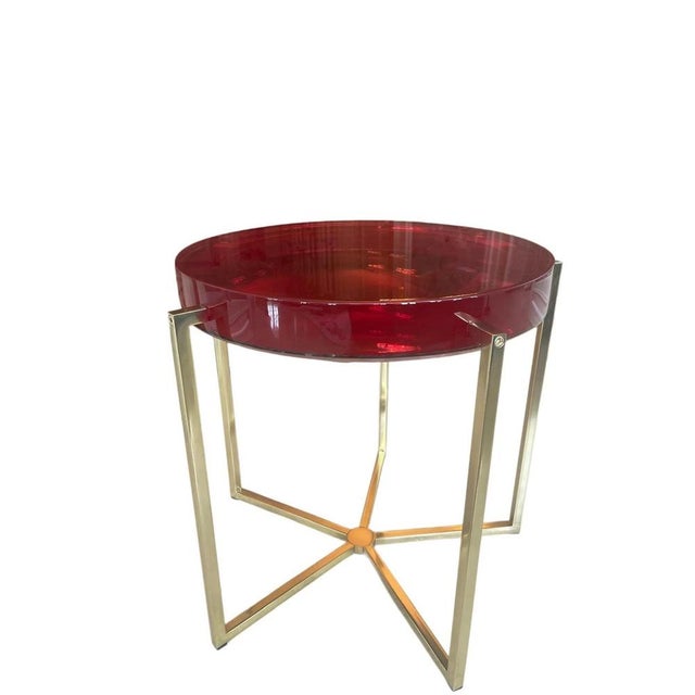 Early 21st Century Holly Hunt Custom Lens Side Table in Rose Resin by McCollin Bryan For Sale - Image 5 of 5