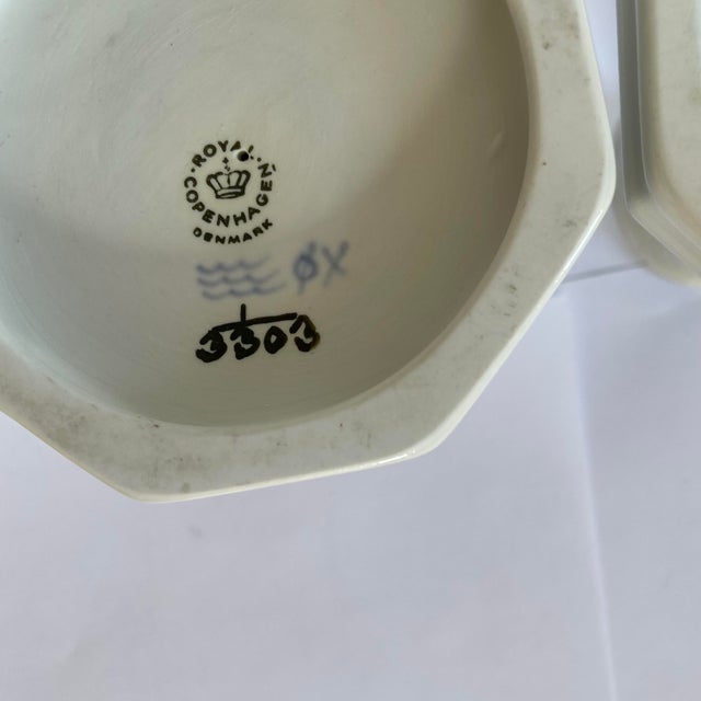 Royal Copenhagen Vintage Royal Copenhagen Blue Fluted Musselmalet Riflet Candle Sticksr - a Pair For Sale - Image 4 of 5