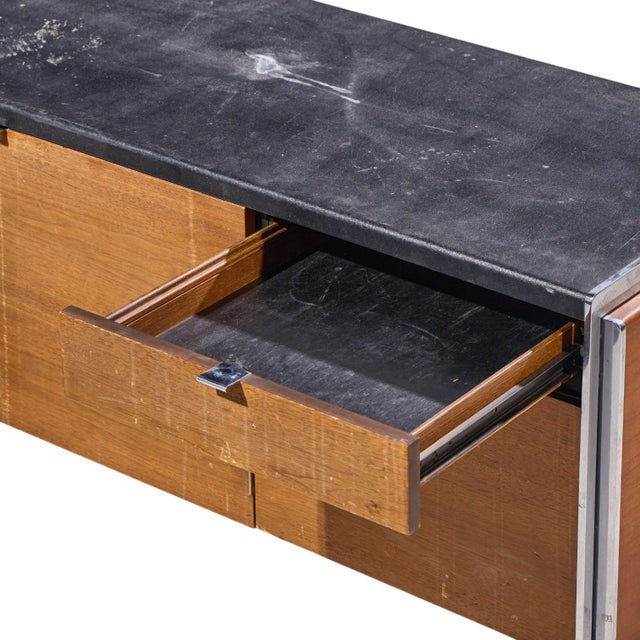Stow & Davis Mid Century Walnut, Leather and Chrome Credenza For Sale In Chicago - Image 6 of 11