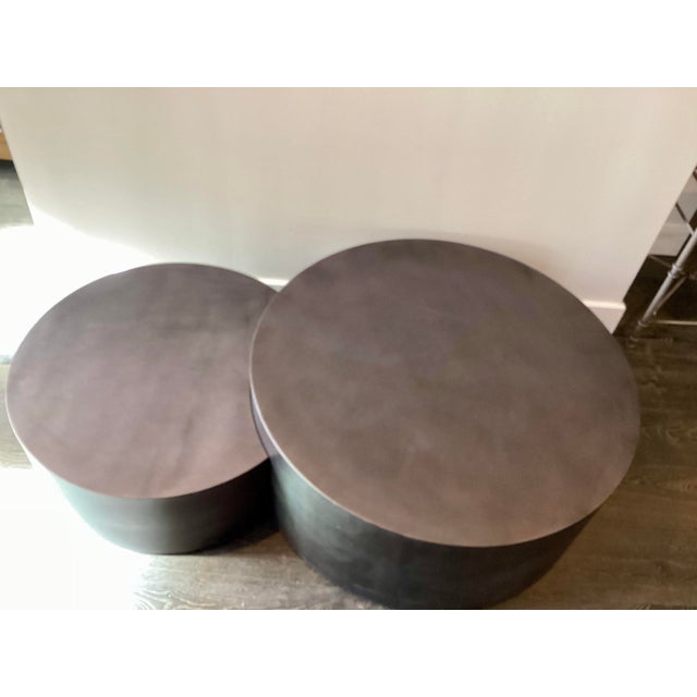 2020s Steel Nesting Drum Coffee Tables, Gunmetal For Sale - Image 5 of 12