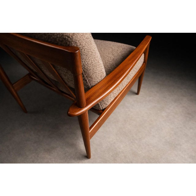 Grete Jalk Armchair in Caviuna & Mushroom Brown Bouclé, Rino Levi, Brazil, 1960s - Lot 491C For Sale In New York - Image 6 of 17