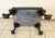 1960s Vintage Slate Blue Leather Ottoman, Chippendale Footstool, Brass Nailhead Trim, Claw Ball Feet For Sale - Image 5 of 5