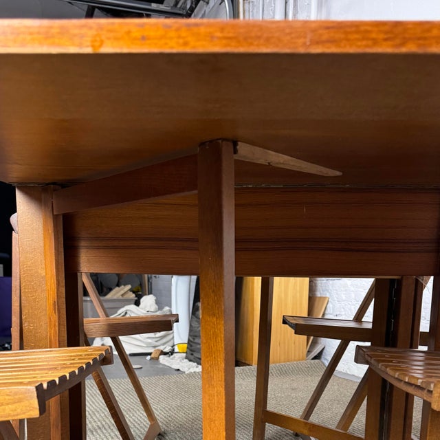 1980s Aldo Jacober - Alberto Bazzani Drop Leaf Folding Table W/4 Chairs For Sale - Image 5 of 11