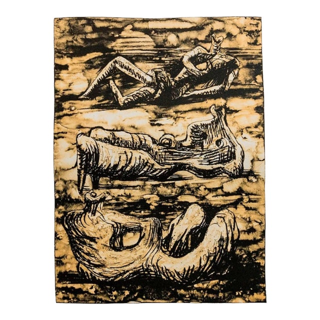 Henry Moore, Henry Moore 1973 Lithograph Edition 28/75 Sculpture Figures Reclining Nudes For Sale