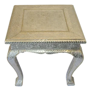 1950s Vintage Anglo-Indian Silver Clad Side Low Table