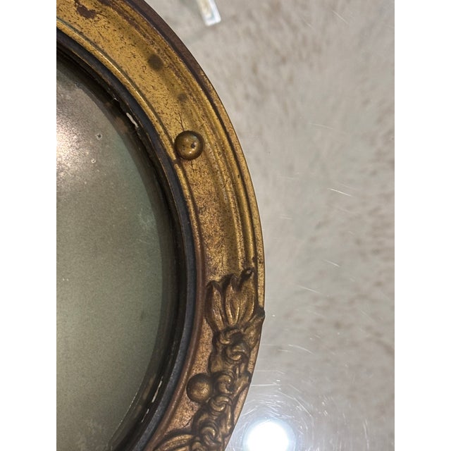 Small Scale Antique Federal Revival Giltwood Eagle Convex Bullseye Mirror (#2 of 2 Listed) For Sale - Image 9 of 18