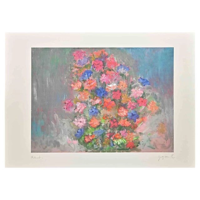 Martine Goeyens, Flowers, Digigraph, Late 20th Century For Sale